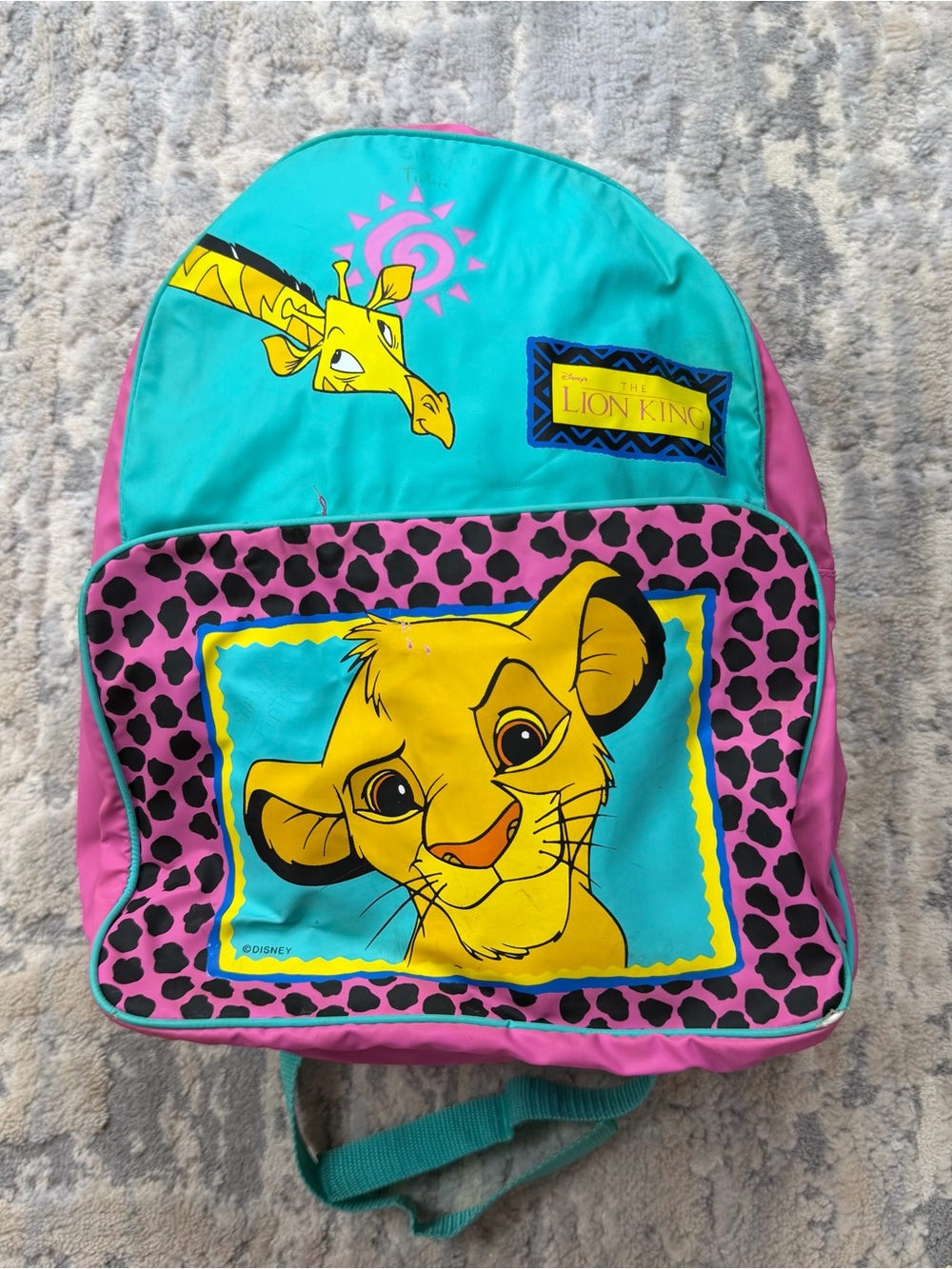 VTG Disney The Lion King Simba Child Size PVC  1990s Backpack
